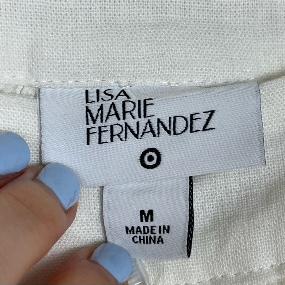 Lisa Marie Fernandez Target Ric Rac Flare Sleeve Linen Blend Dress Size Medium - Picture 9 of 10
